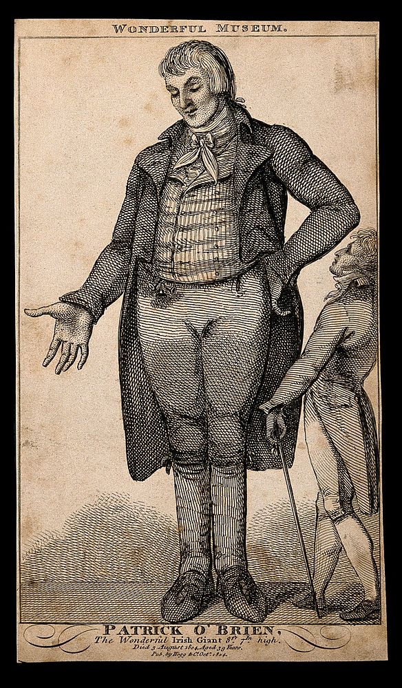 Patrick O'Brien, a giant. Engraving, 1804.