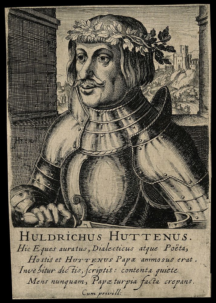 Ulrich von Hutten. Line engraving.