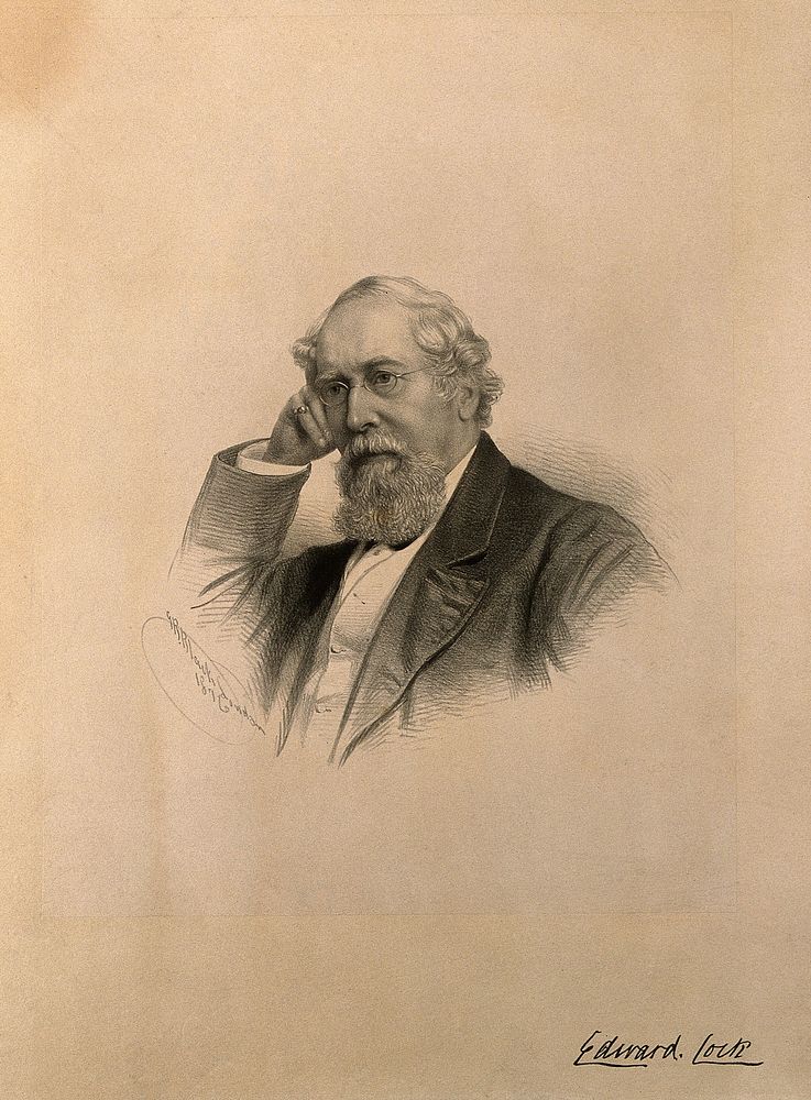 Edward Cock. Lithograph by G. B. Black, 1876, after himself.