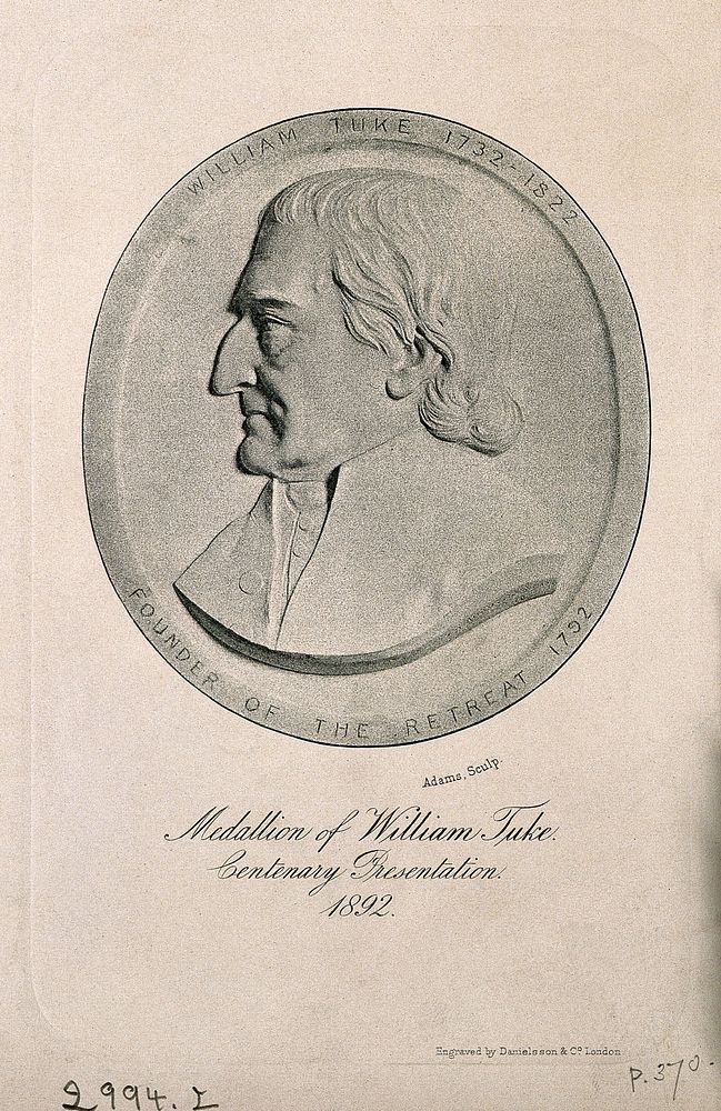 William Tuke. Photogravure by Danielsson after Adams after N. Dawson.