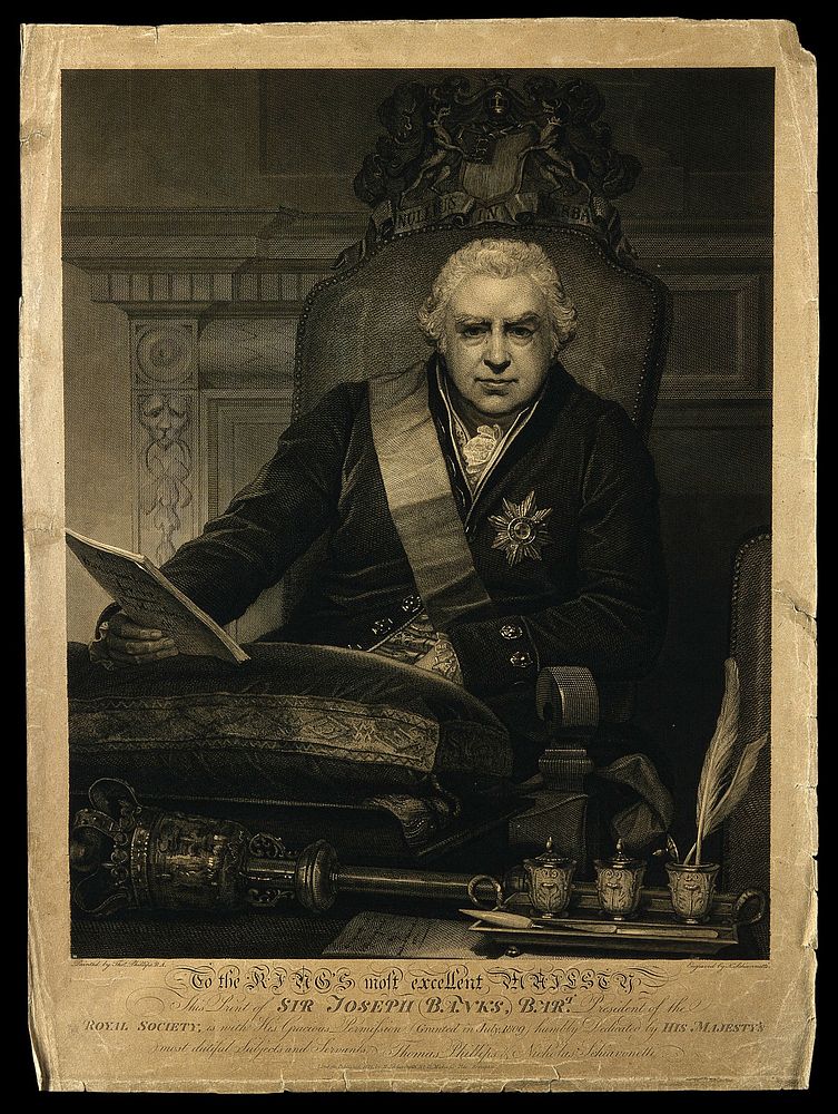 Sir Joseph Banks. Line engraving by N. Schiavonetti after T. Phillips.
