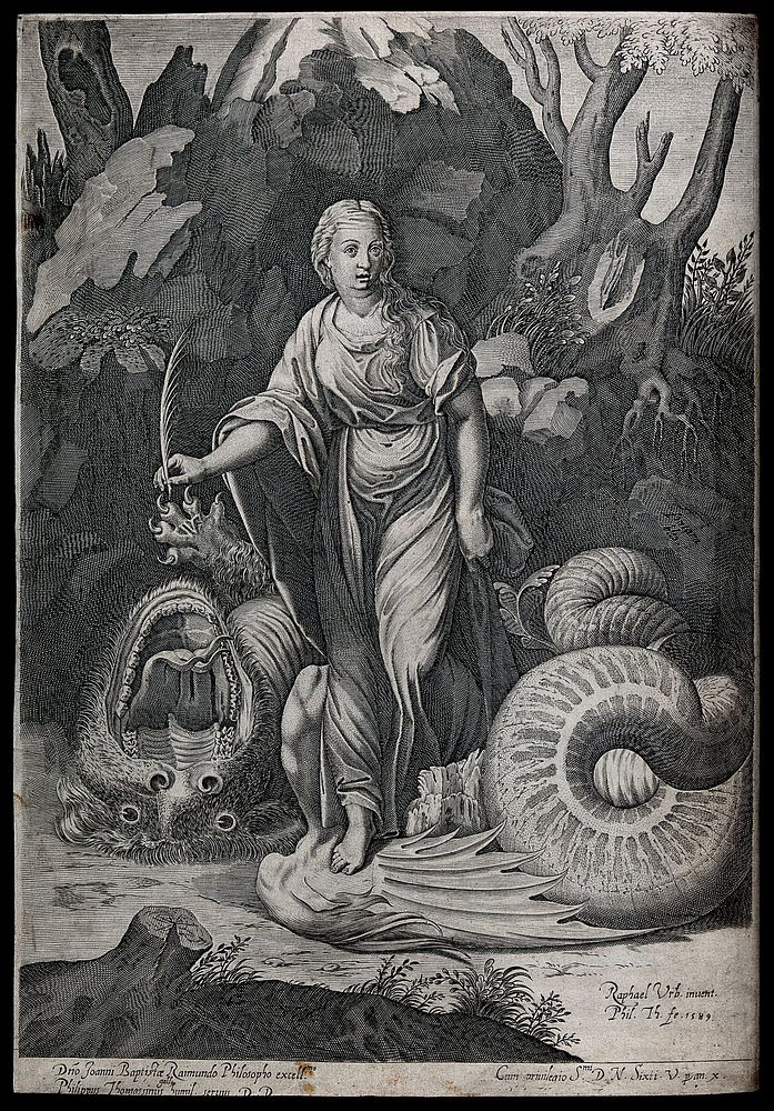 Saint Margaret. Engraving by P. Thomassin, 1589, after Raphael.