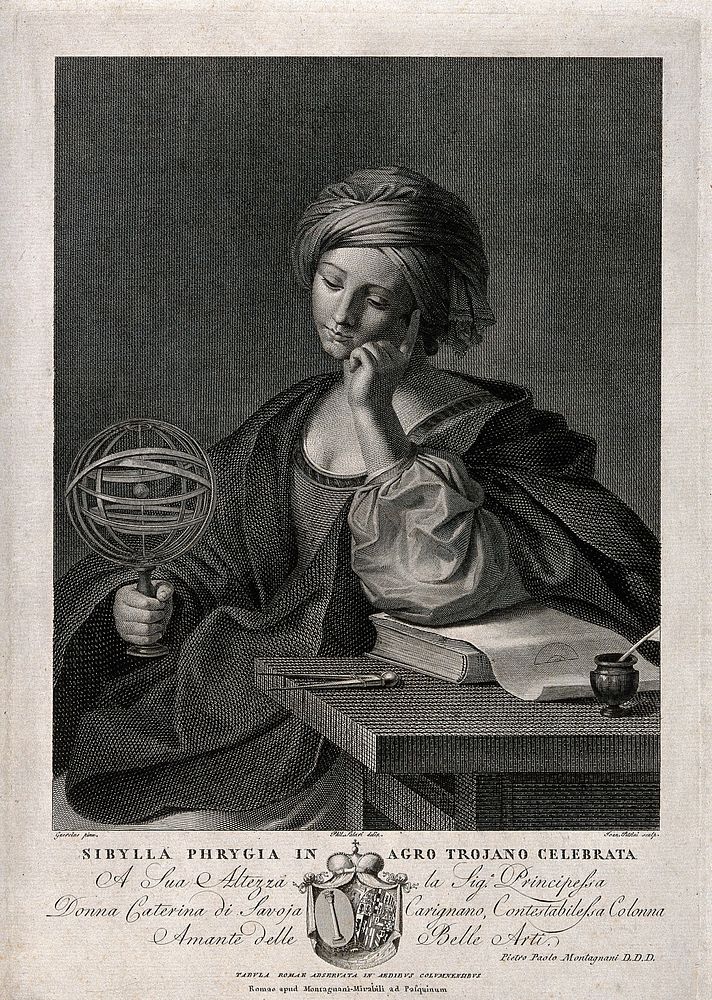 The Phrygian sibyl. Engraving by G. Petrini after P. Salari after G.F. Barbieri, il Guercino.