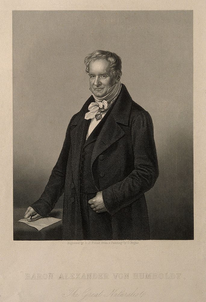Friedrich Heinrich Alexander von Humboldt. Stipple engraving by D. J. Pound, 1859, after C. Begas, 1840.