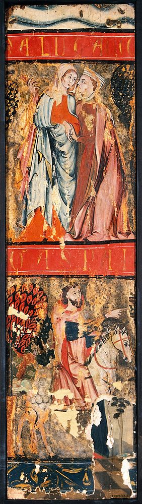 The visitation of the Blessed Virgin Mary to Saint Elizabeth (above) and Caspar, one of the magi, on horseback (below).…