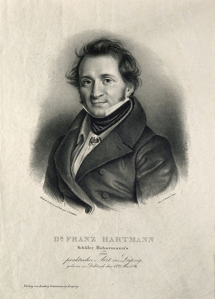 Franz Hartmann. Lithograph by G. Schlick.