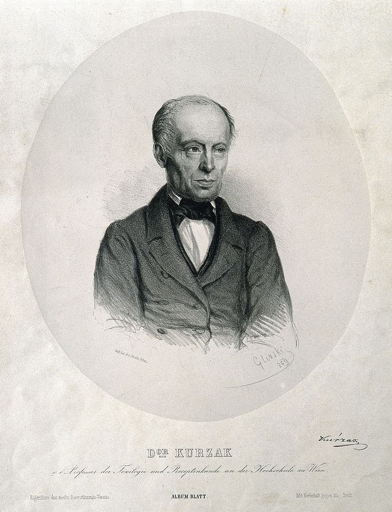 Franz Xavier Kurzak. Lithograph by Glinski, 1859.
