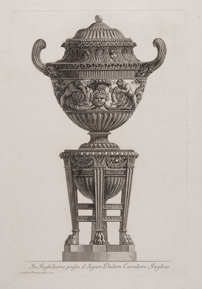 A marble vase. Etching by G.B. Piranesi, ca. 1770.