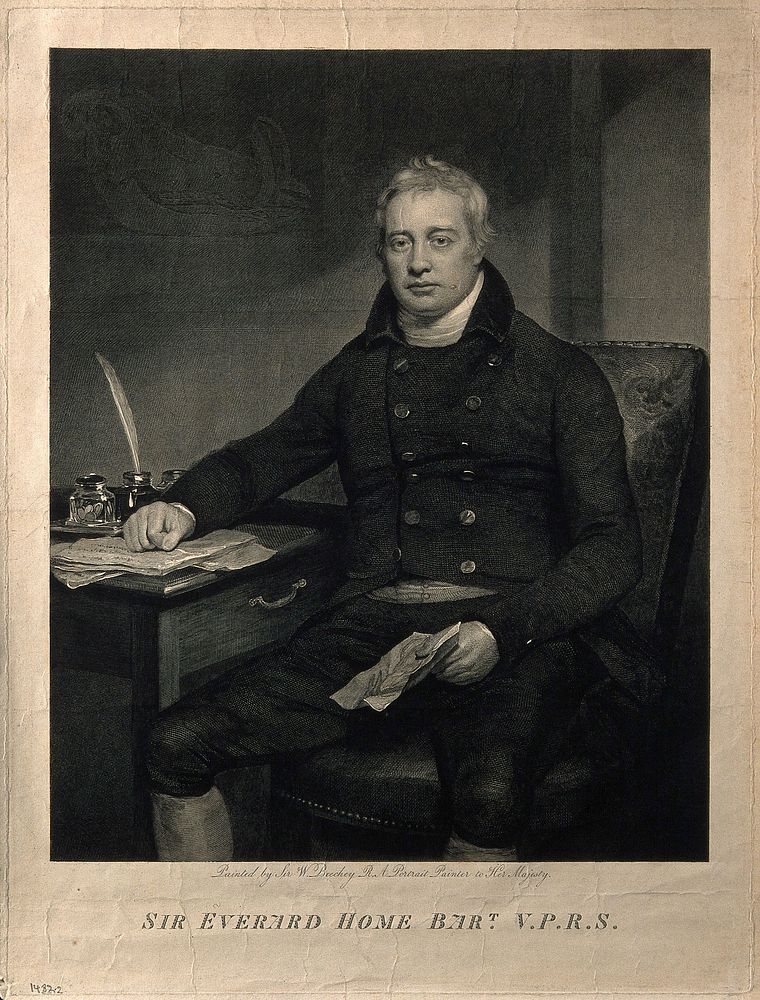 Sir Everard Home. Line engraving, 1810, after Sir W. Beechey.