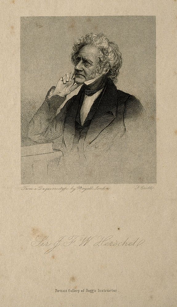 Sir John Frederick William Herschel. Line engraving by F. Croll after J. Mayall.