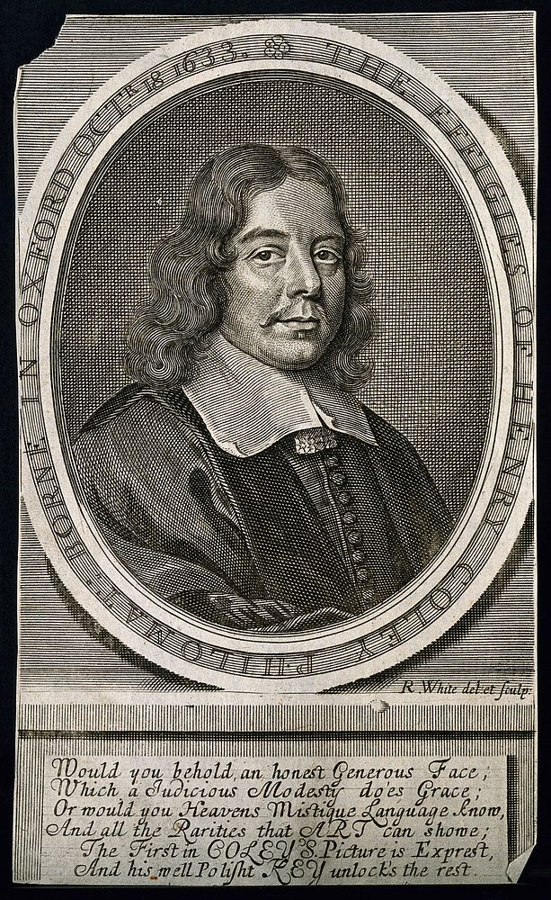 Henry Coley. Line engraving by R. White, 1676, after himself.