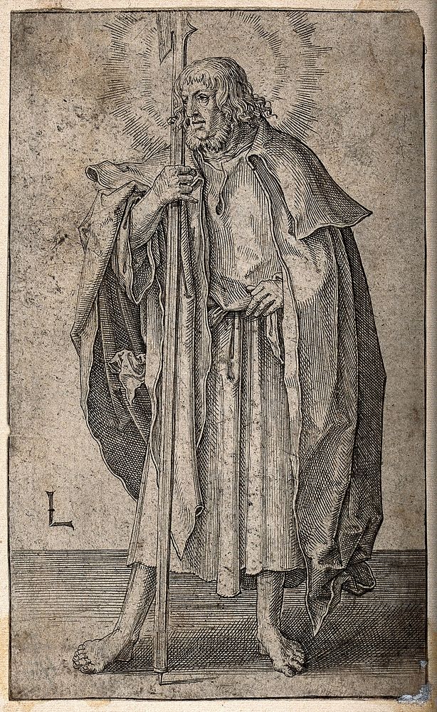 Saint Matthew. Engraving by L. van Leyden.