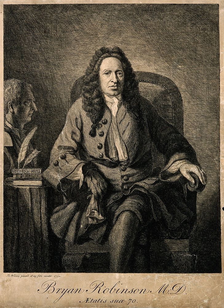 Bryan Robinson. Etching by B. Wilson after himself, 1750.