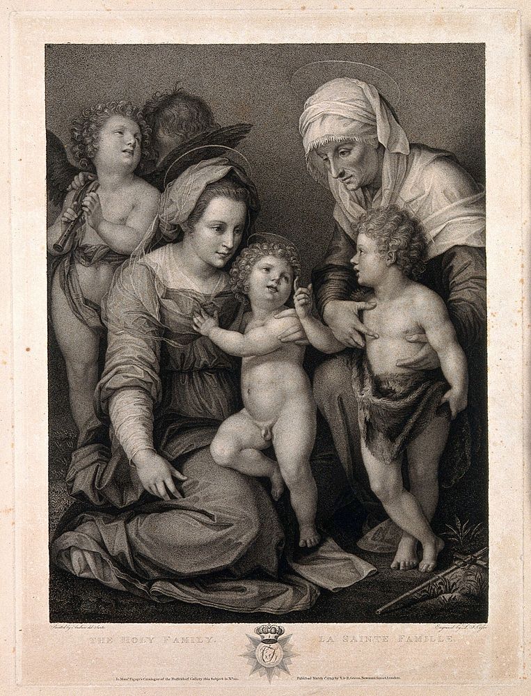 Saint Mary (the Blessed Virgin) with the Christ Child, Saint John the Baptist, Saint Elizabeth or Saint Anne and an angel.…