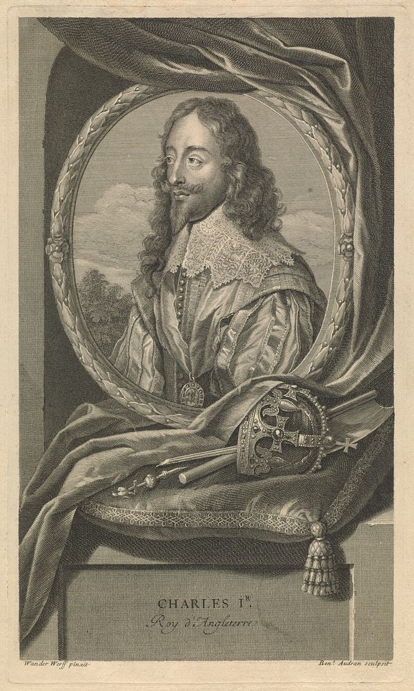 King Charles I. Engraving by B. Audran the elder, ca. 1697, after A. Van Dyck.
