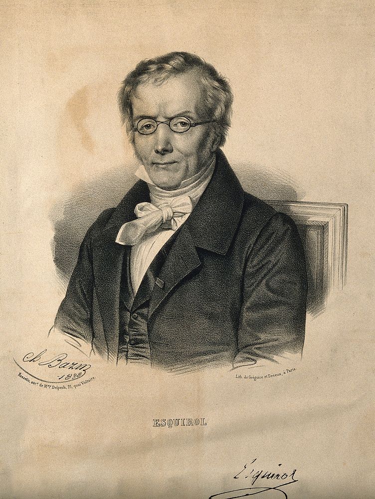 Jean-Etienne-Dominique Esquirol. Lithograph by C. Bazin, 1838.