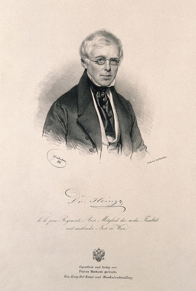 Johann Heinze. Lithograph by J. Kriehuber, 1841.