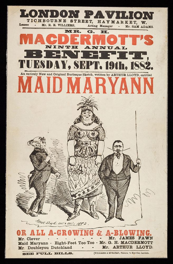 Mr. G. H. MacDermott's ninth annual benefit, Tuesday, Sept. 19th, 1882 : An entirely new and original burlesque sketch…