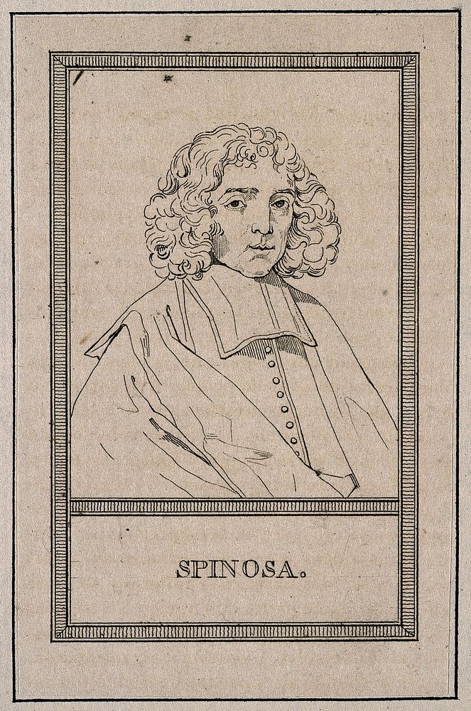Benedictus (Baruch) Spinoza. Line engraving.