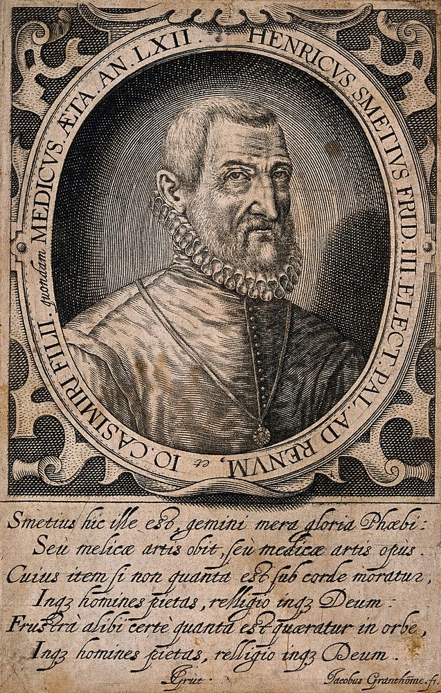 Hendrik Smet (Henricius Smetius). Line engraving by J. Grandhomme.