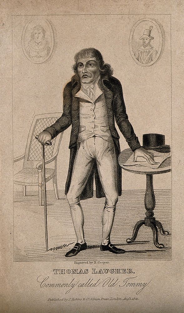 Thomas Laugher, known as Old Tommy, aged 107. Stipple engraving by R. Cooper, 1821.