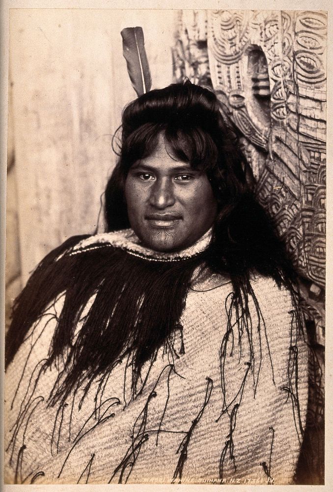 New Zealand: a Maori woman. Albumen print.