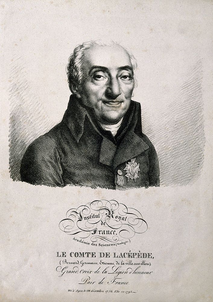 Bernard Germain Étienne de la Ville-sur-Illon, Comte de Lacépède. Lithograph by J. Boilly, 1820.