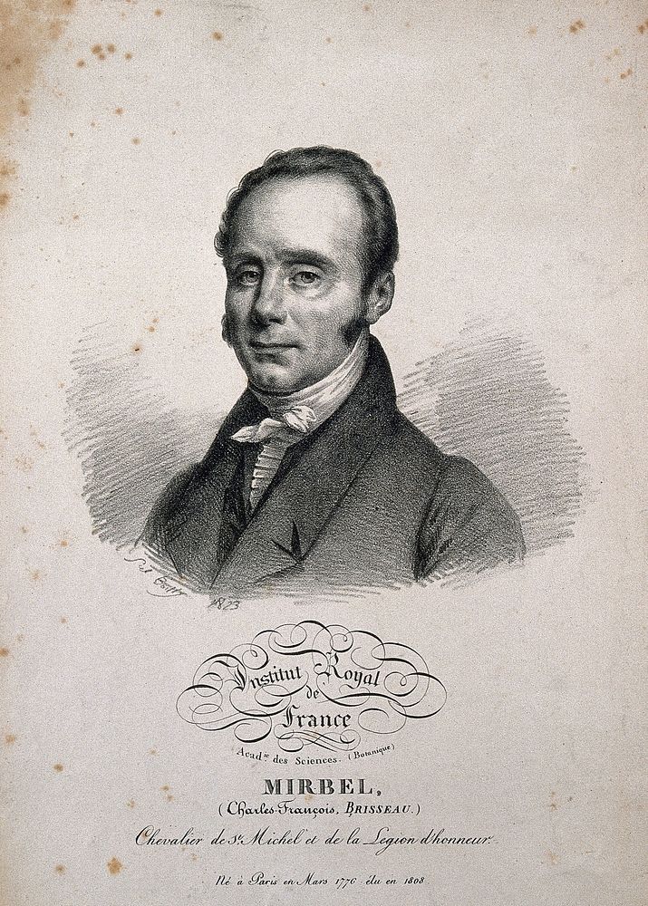 Charles-François Brisseau Mirbel. Lithograph by J. Boilly, 1823.