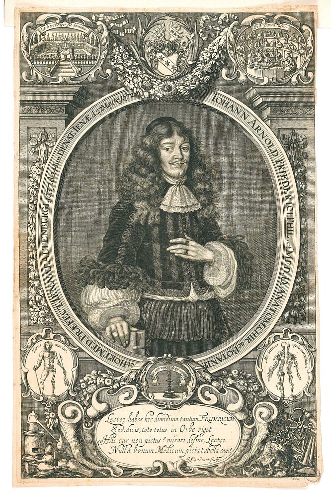 Johann Arnold Friederici. Line engraving by Jacob von Sandrart, ca. 1672.