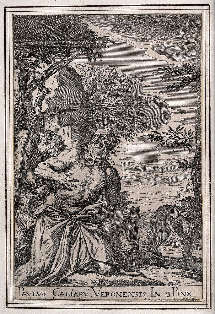 Saint Jerome. Etching by J. van Campen after P. Veronese.