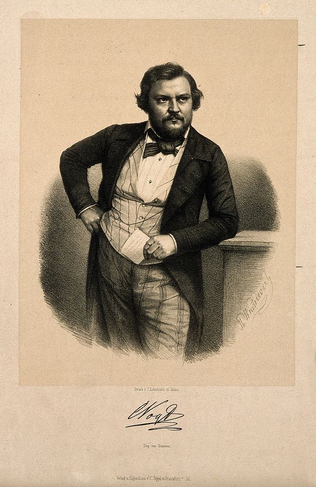 Karl Vogt. Lithograph by T. Winterver .