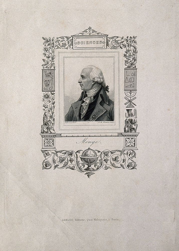 Gaspard Monge, Comte de Peluse. Line engraving by J. M. Fontaine after A. Devéria.