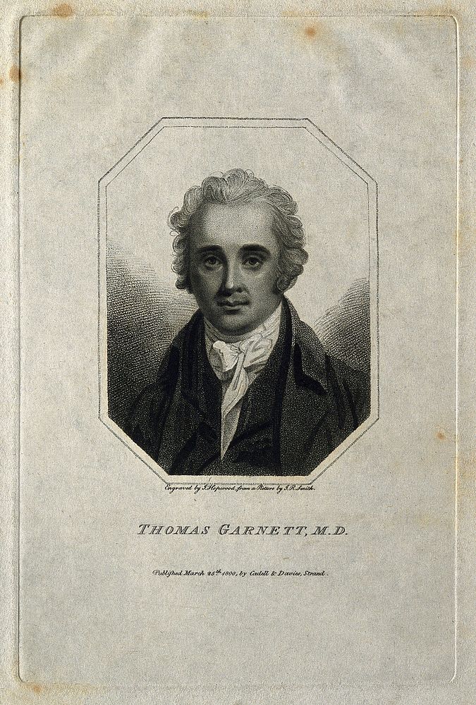Thomas Garnett. Stipple engraving by J. Hopwood, 1800, after J. R. Smith.
