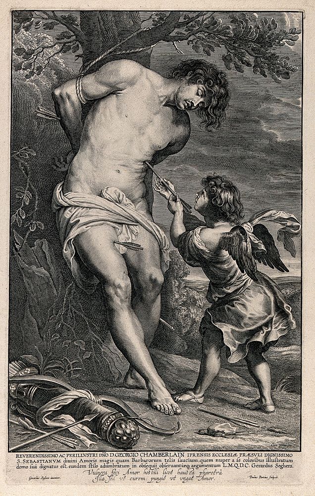 Martyrdom of Saint Sebastian. Engraving by P. Pontius after G. Seghers.