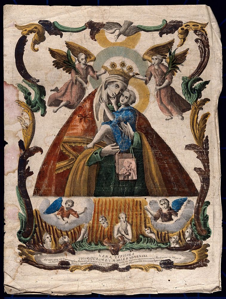 The Virgin of Radna. Coloured engraving.