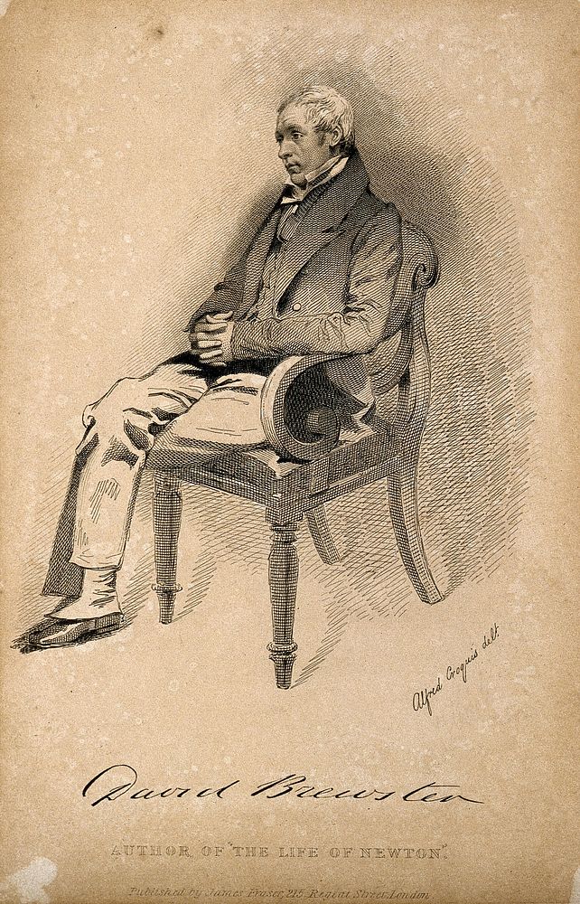 Sir David Brewster. Reproduction of pen drawing by A. Croquis [D. Maclise].
