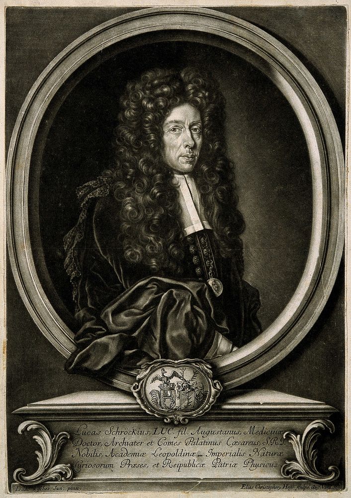 Lucas von Schröck. Mezzotint by E. C. Heiss, 1698, after I. Fisches, junior.