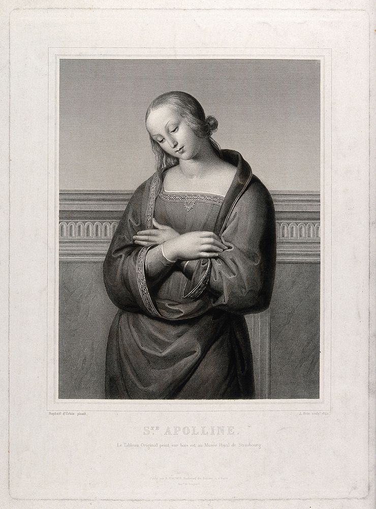 Saint Mary (the Blessed Virgin). Engraving by J. Bein, 1842, after Raphael .