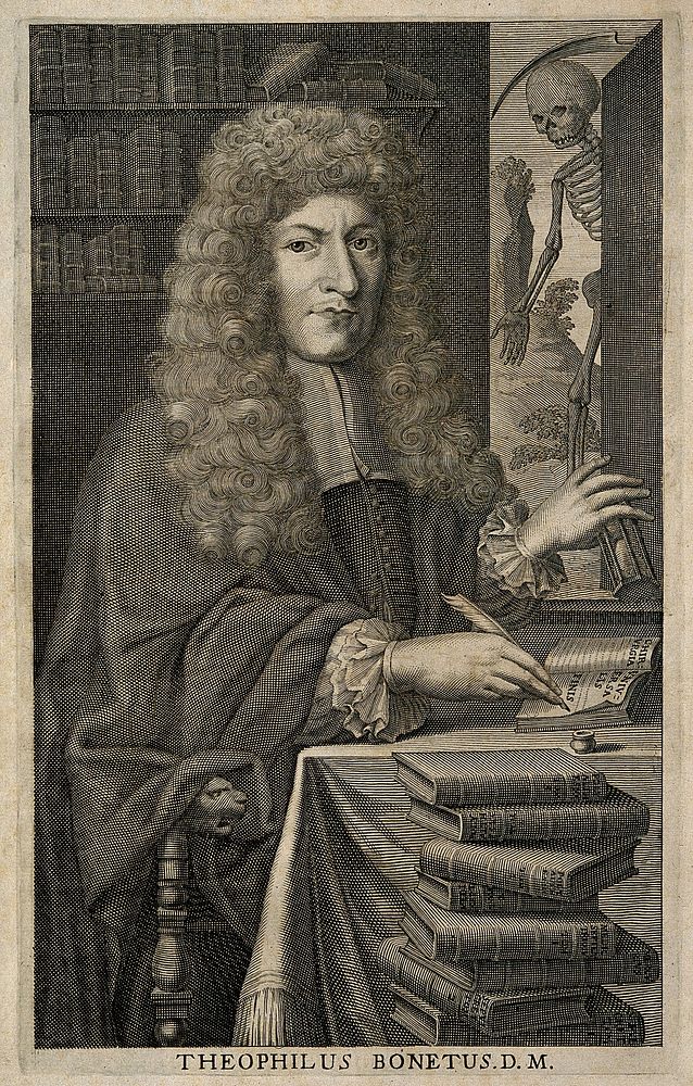 Théophile Bonet. Line engraving, 1700.
