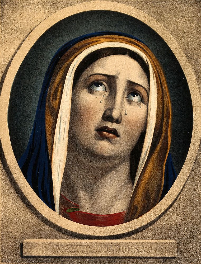 Saint Mary (the Blessed Virgin). Coloured lithograph.