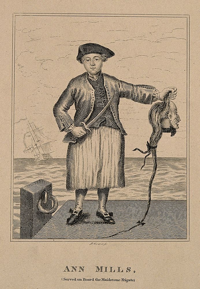 Ann Mills, a sailor. Line engraving by R. Graves.