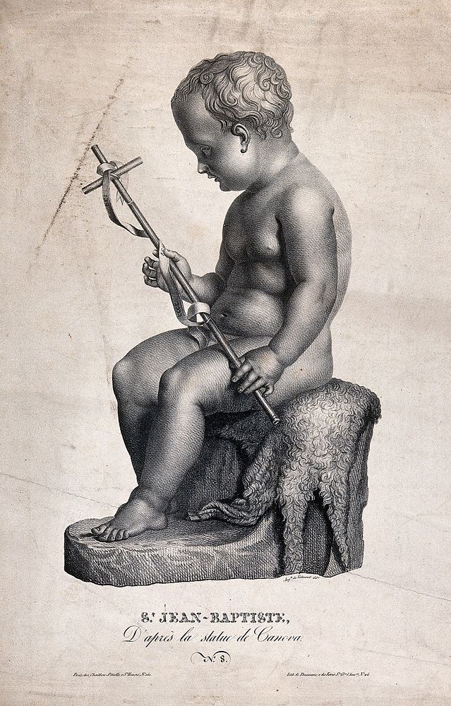 Saint John the Baptist. Lithograph by A. de Valmont, 1825, after A. Canova.