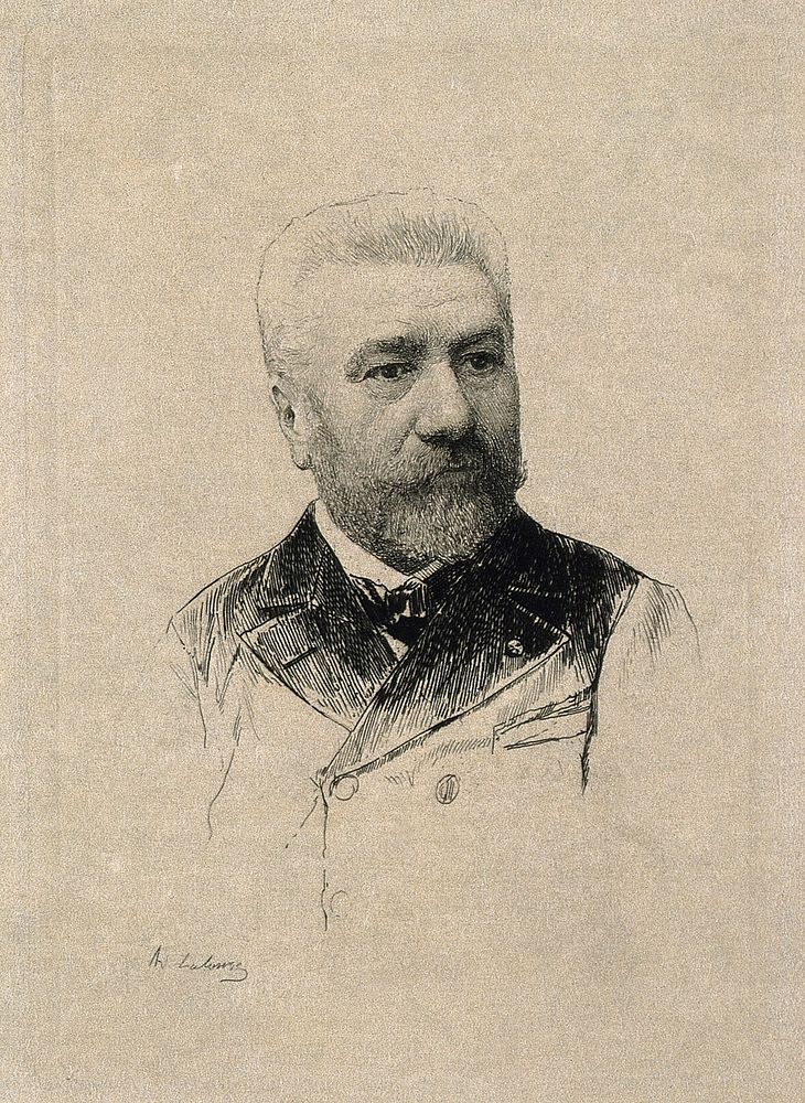Marc Odilon Lannelongue. Etching by A. Lalauze, 1891.