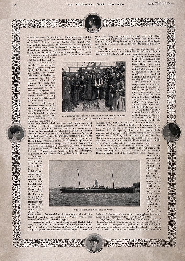 Boer War: page two of an article entitled "women in the war" with illustrations of a ceremony on the hospital ship "Maine"…