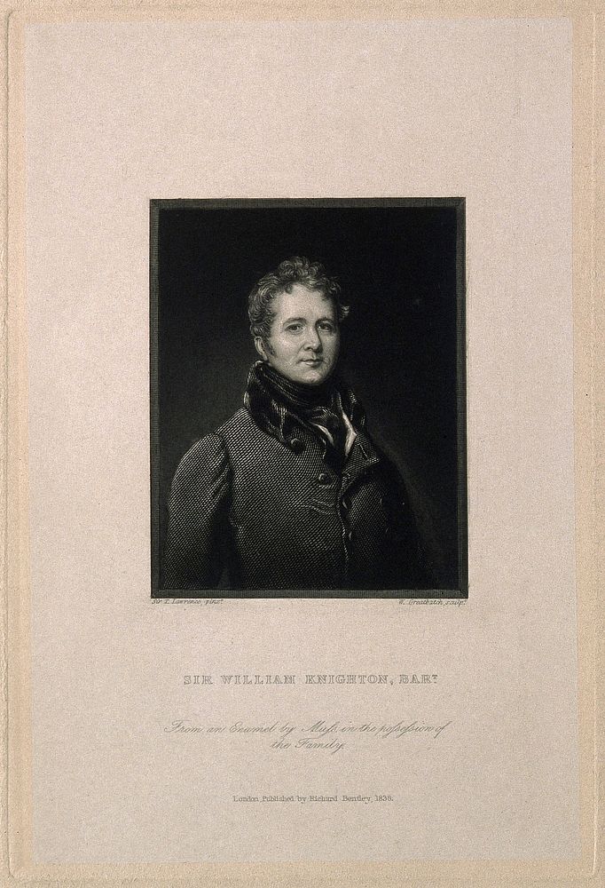 Sir William Knighton. Line engraving by W. Greatbach, 1838, after Sir T. Lawrence.
