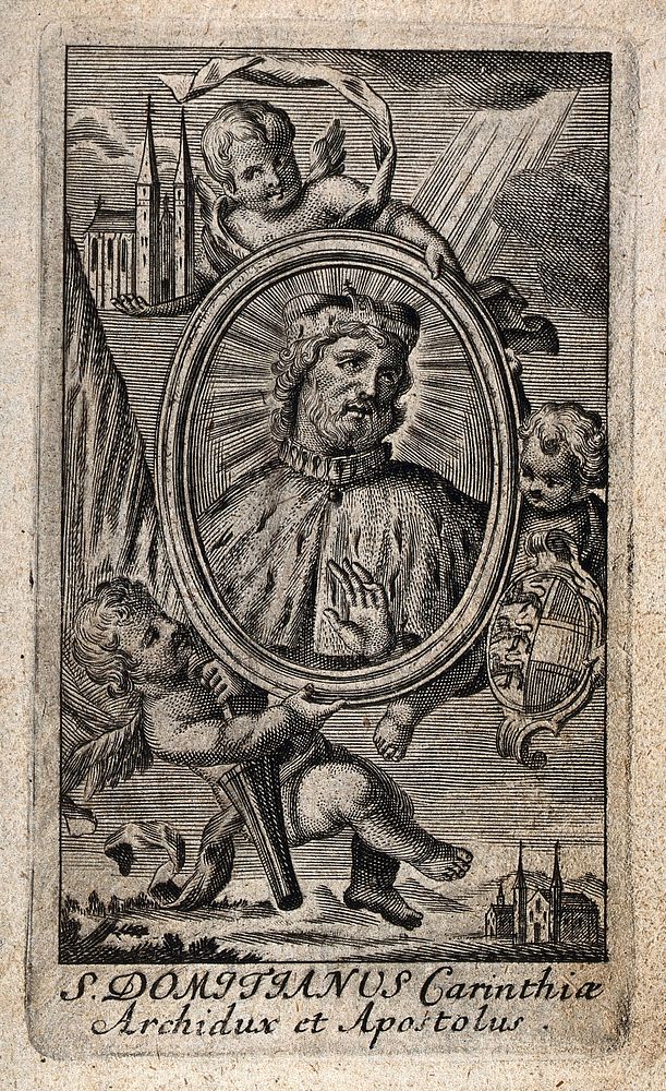 Saint Domitian of Carinthia. Engraving.