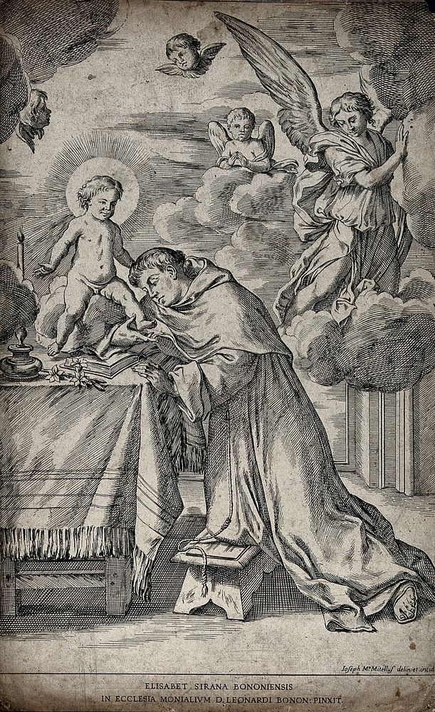 Saint Antony of Padua. Etching G. M. Mitelli after E. S. Sirani.