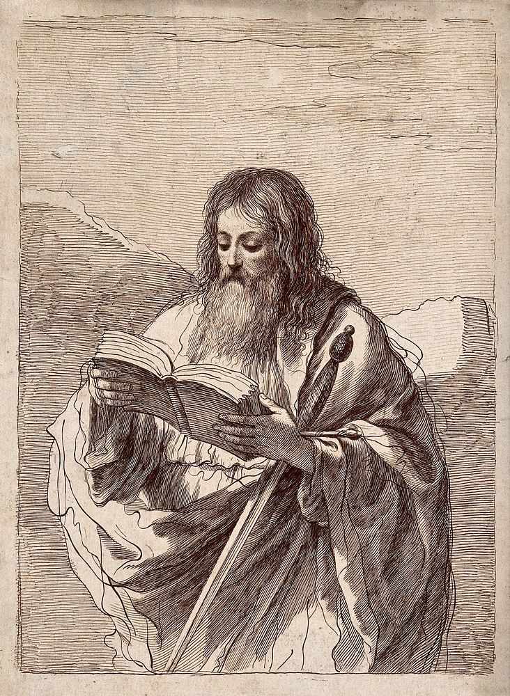 Saint Paul. Etching by F. Bartolozzi after G.F. Barbieri, il Guercino.