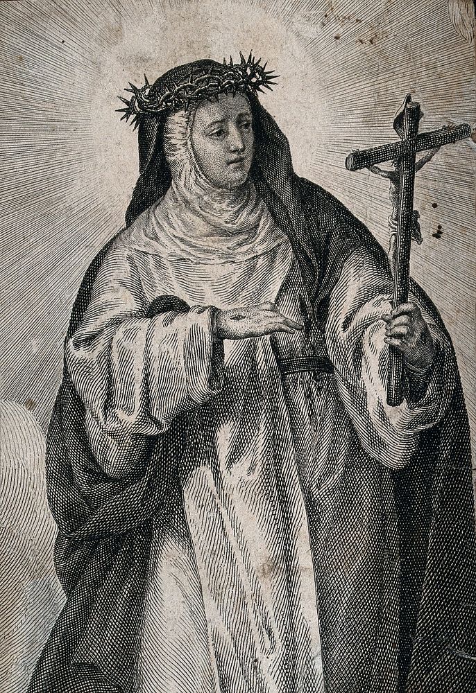 Saint Catherine of Siena. Line engraving.