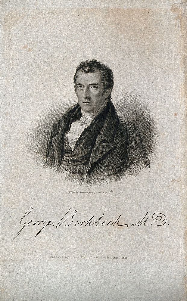 George Birkbeck. Stipple engraving by J. Thomson after W. Derby.